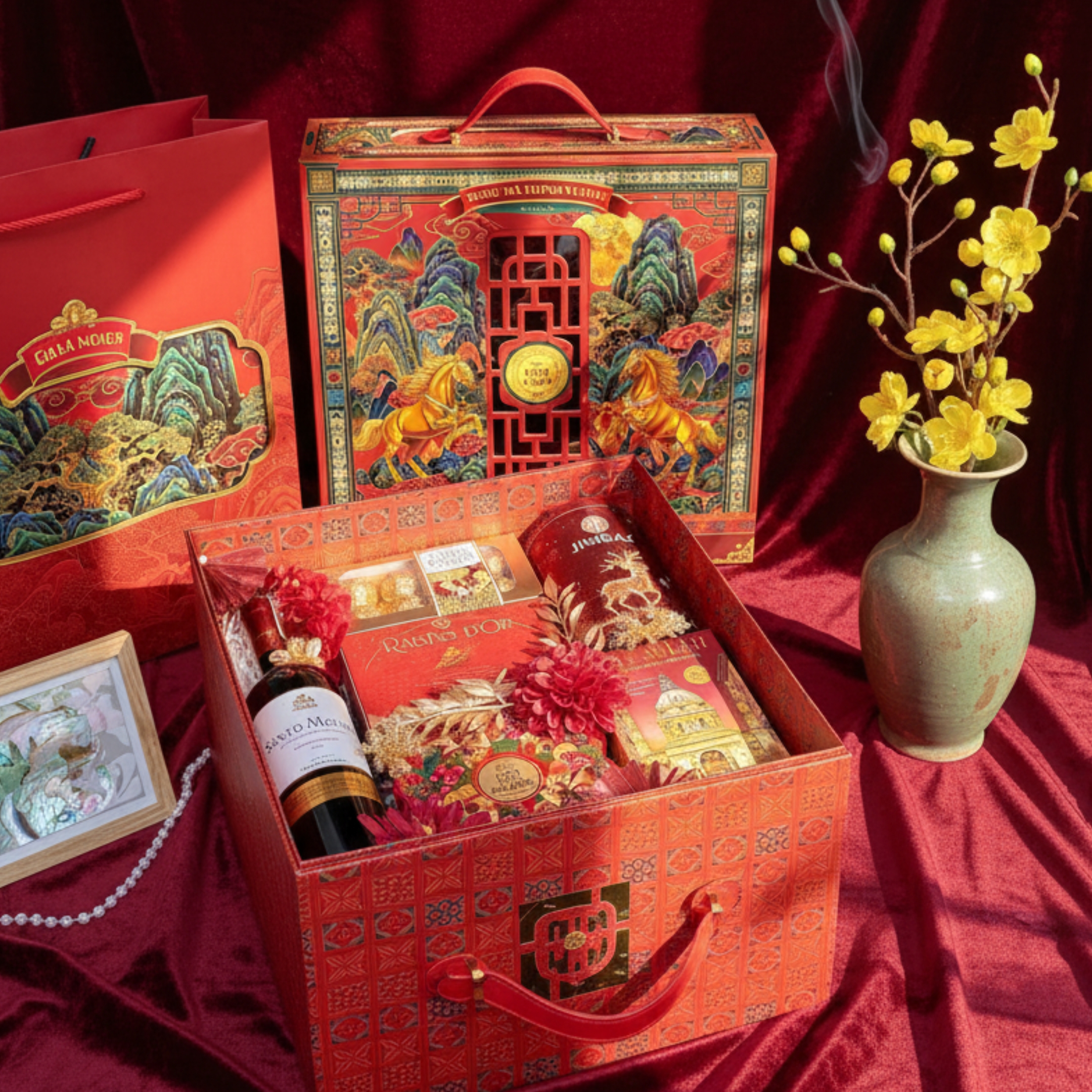 Hộp Quà Tết Song Mã Thịnh Tượng