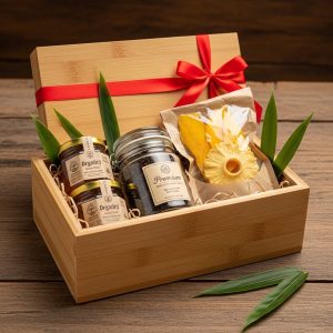 Bộ quà Tết eco-friendly với hộp tre và bao bì tái chế